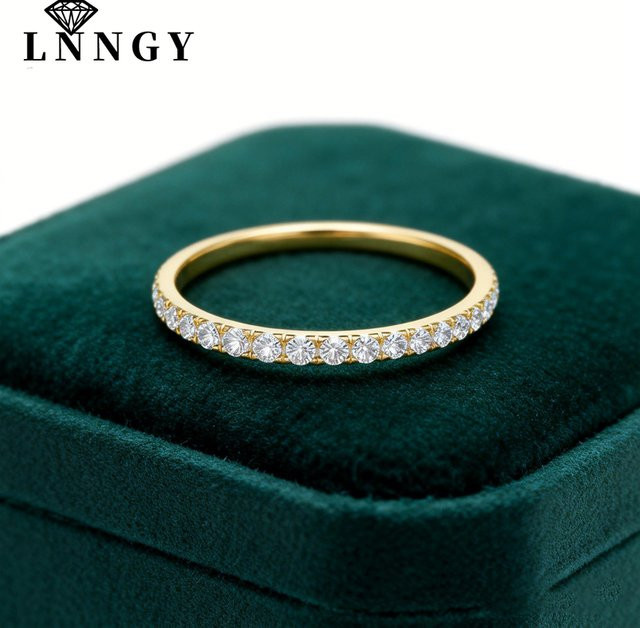 Lnngy Moissanit-Halb-Eternity-Ring, 14 Karat Gold gefüllt, Damen - Bild 1