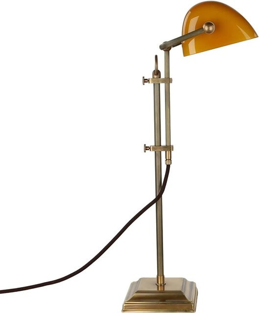 Licht-Erlebnisse Bankerleuchte aus Messing und Glas in Orange mit E27 Fassung, Höhe: 50 cm - Bild 1