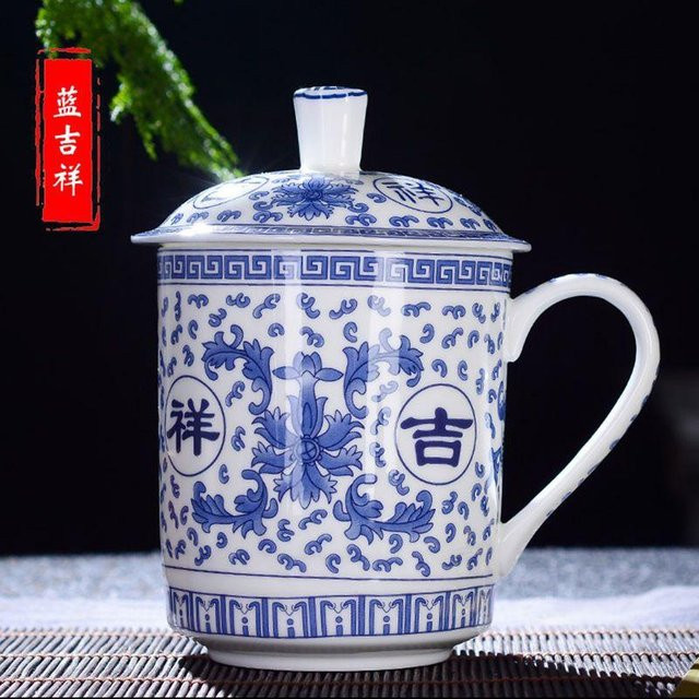 Yiran Furniture Teetasse aus Knochenporzellan mit Drachen- und Phönix-Motiv in Weiß, 850 ml - Bild 1