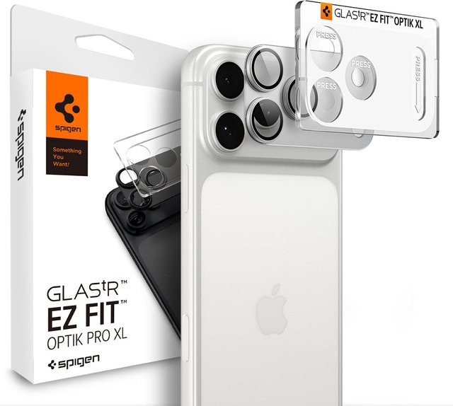 Spigen GlastR EZ FIT Optik Pro XL Schutzfolie für die Rückkamera von Apple iPhone 18 Pro aus gehärtetem Glas, Silber - Bild 1