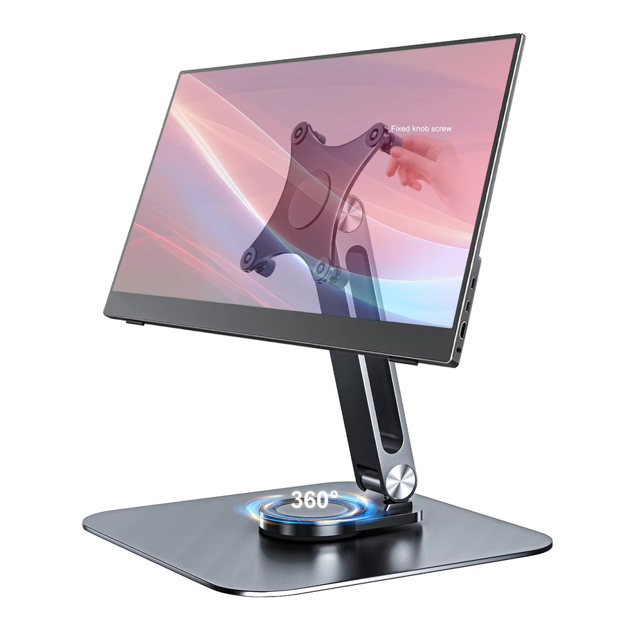 Verstellbarer Monitorständer aus Aluminiumlegierung in Schwarz mit 360-Grad-Drehung, VESA 75 x 75 mm und M4-Schraubensockel, belastbar bis 5 kg - Bild 5
