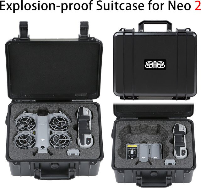 Stoßfeste und explosionsgeschützte Aufbewahrungsbox für DJI NEO 2 in Schwarz - Bild 1