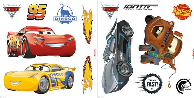 Komar Fenstersticker Cars 3 Adhäsionsfolie Multicolor B: 31 cm, H: 31 cm - Bild 1
