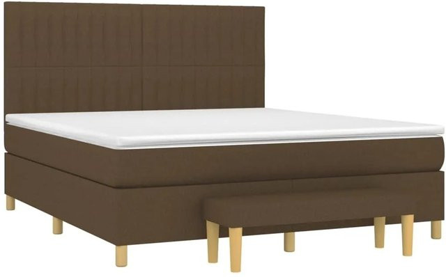 vidaXL Boxspringbett mit Matratze und Kopfteil in Dunkelbraun und Weiß, B/T/H: 180 x 200 x 128 cm - Bild 1