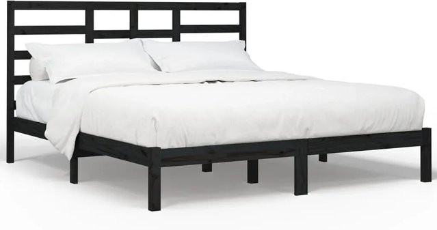 vidaXL Massivholzbett aus Kiefernholz in Schwarz, B/T/H: 200 x 200 x 104 cm - Bild 1