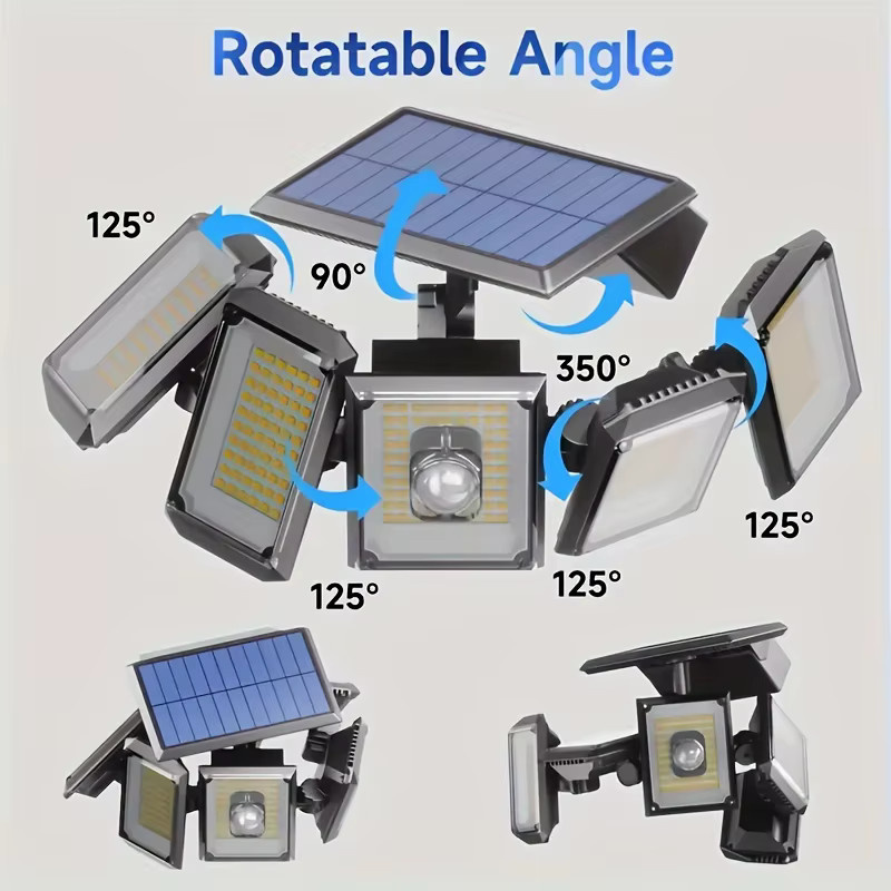 nexillumi Solar-Außenleuchte mit 300 LED, Schwarz, IP65 wasserdichte LED-Flutlichtleuchte mit Bewegungssensor und Fernbedienung für Garten und Terrasse - Bild 5