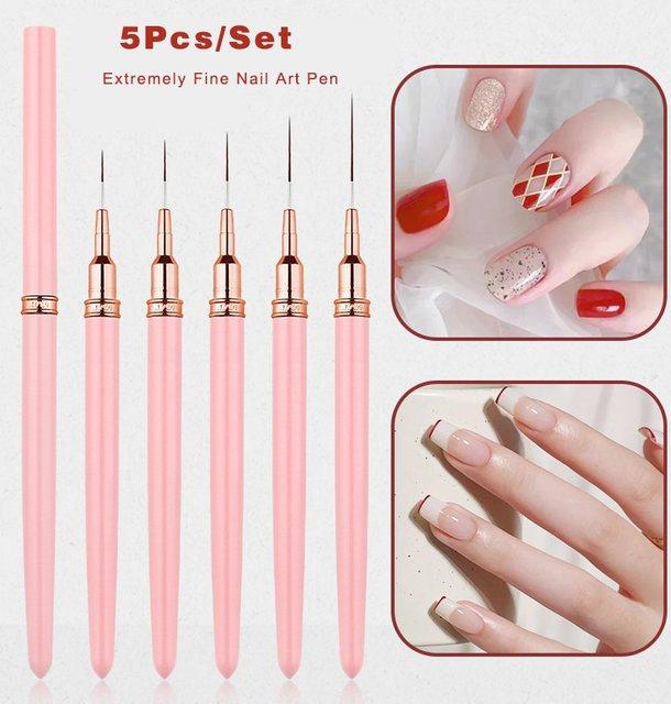 JEARLYU Nail Art Liner Malpinsel, Weiß, 5 Stück - Bild 1