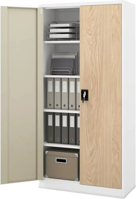 JAN NOWAK Aktenschrank mit Flügeltüren und Schloss in Weiß-Sonoma Eiche, Höhe: 195 cm, Breite: 90 cm, Tiefe: 40 cm - Bild 1