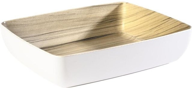 APS Schale Frida 1/2 GN Salatbowl aus Melamin, Weiß/Ahorn, B/T/H: 32,5 x 26,5 x 7,5 cm - Bild 1