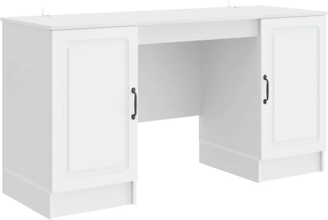 vidaXL Schreibtisch mit Regal in Weiß aus Holzwerkstoff B/T/H: 142,5 x 50 x 75 cm - Bild 1