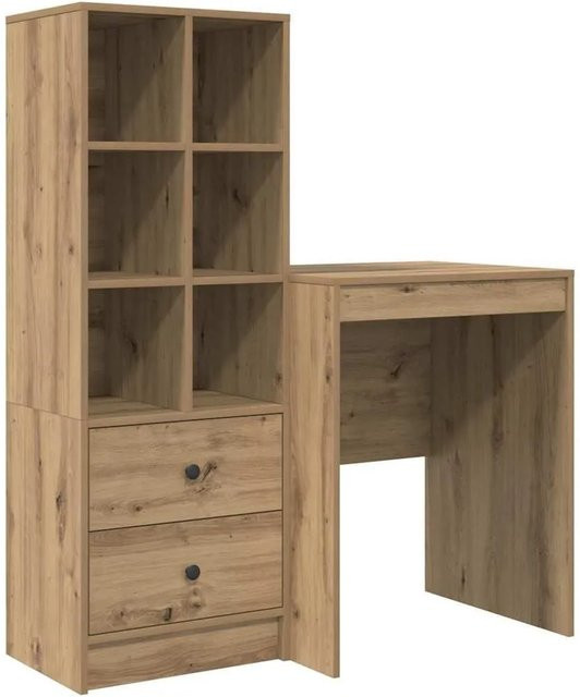 vidaXL Schreibtisch und Hochboard Set in Artisan-Eiche, 2-teiliges Büro-Set in Braun - Bild 1
