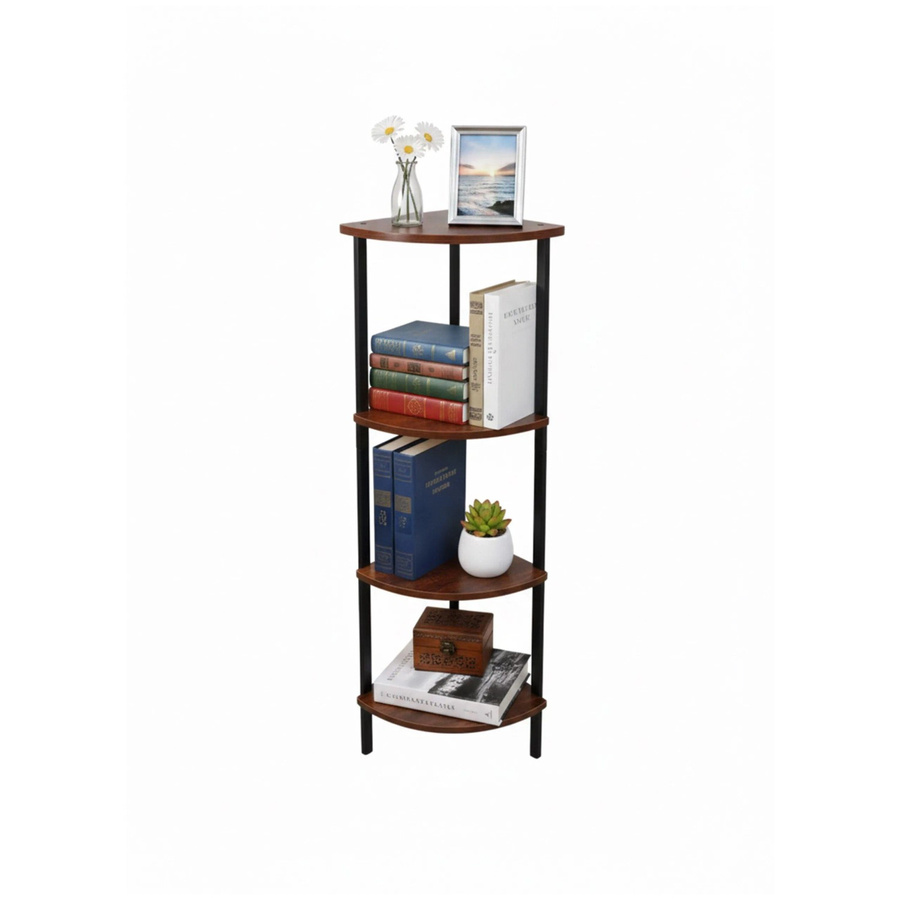 Relaxdays Eckregal in Vintagebraun mit 4 Ebenen aus MDF und Eisen, H x B x T: 125 x 44,5 x 31,5 cm - Bild 2