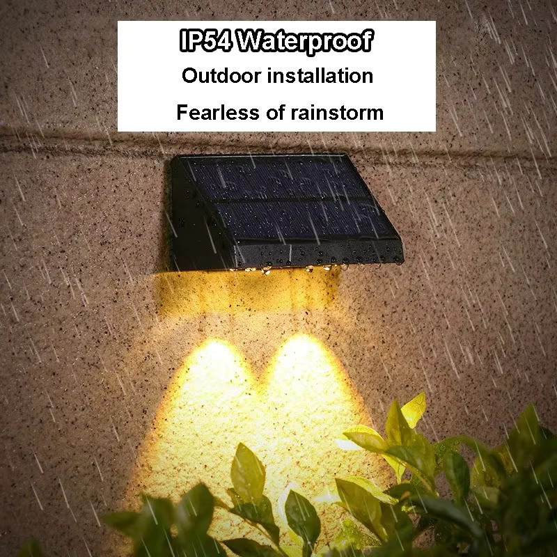 TLEDMP Solarbetriebene Garten-Wandleuchte in Schwarz mit warmweißem Licht für Terrasse, Balkon und Zaun - Bild 6