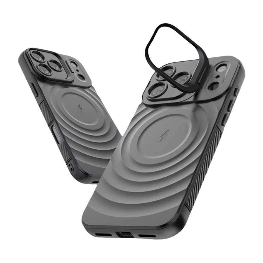 NUCWIN Ripple Case für iPhone 17 16 15 14 13 Pro Max Plus mit MagSafe und faltbarem Objektivständer, Stoßfeste Hülle in Schwarz - Bild 7