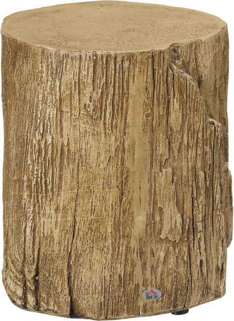 HOMCOM Beistelltisch in Baumstumpf-Optik mit Holzmaserung und Beton-Design, braun, B/T/H: 37 x 37 x 43 cm - Bild 1