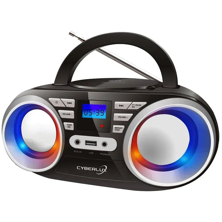 Cyberlux CD-Player CL-800 mit LED-Discolicht, Radio, USB und MP3-Funktion in Schwarz/Silber - Bild 2