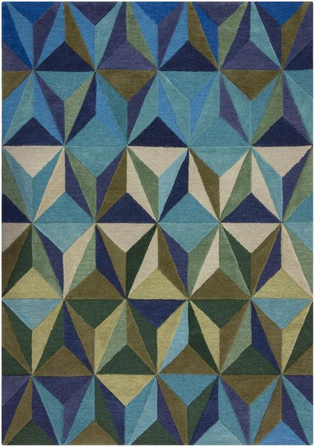 Flair Rugs Wollteppich Reverie Modern Geometrisch Blau-Grün B/T: 120 x 170 cm - Bild 1