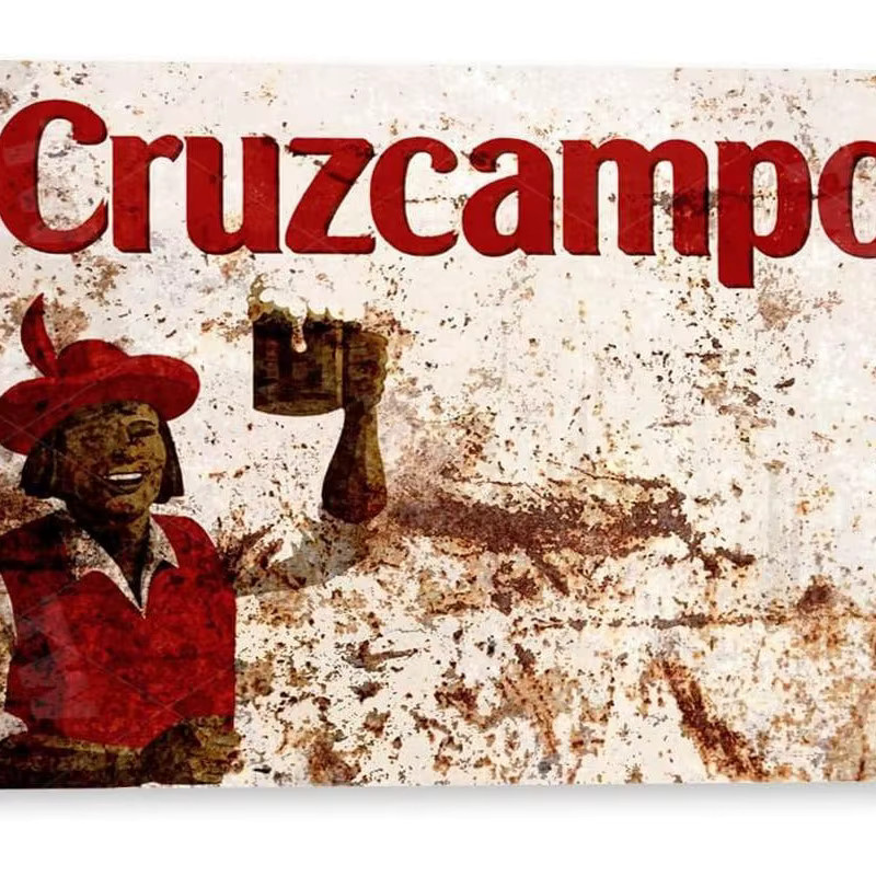 Tinworld Blechschild Cruzcampo Spanisches Bier Dekor in Multicolor B/H: 12 x 20 cm - Bild 2