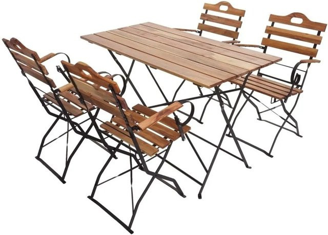 MCW Biergarten-Set J40 aus Akazie mit Klapptisch und Klappstühlen in Naturfarben - Bild 2