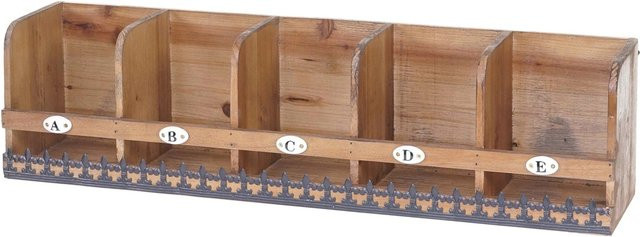 BERLINLODGE Wandregal aus Massivholz Tanne im Shabby-Look, Farbe Braun/Schwarz, H x B x T: 71 x 18 x 16 cm - Bild 1
