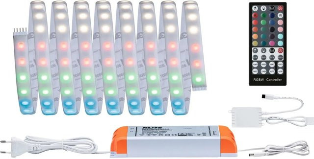 Paulmann MaxLED 1000 LED-Streifen-Basisset RGBW mit Fernbedienung, IP44, 33W, 1000lm, Multicolor und Weiß, 3 m - Bild 1