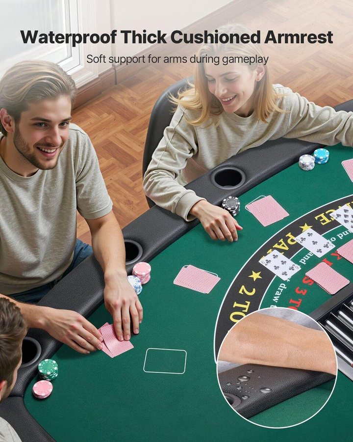 Buying Solutions MB Klappbarer Pokertisch für 7 Spieler in Schwarz mit Filzoberfläche und Metallgestell - Bild 7