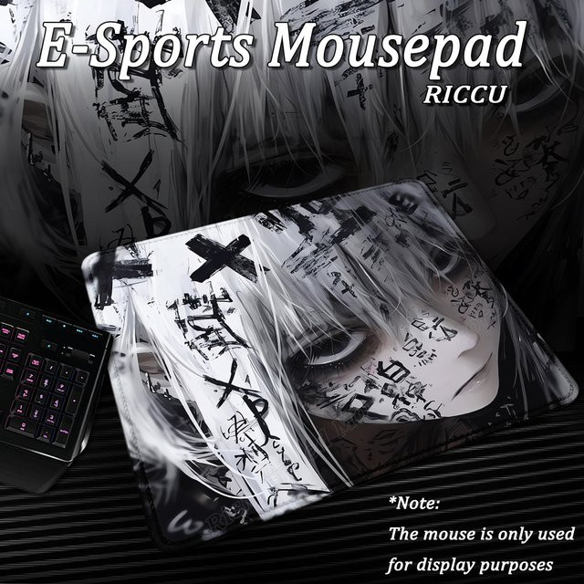 Riccu Ästhetisches Anime-Mädchen Mauspad in Multicolour, rutschfeste Gamer Tischmatte aus Gummi für Computer und Laptop - Bild 1