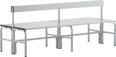 Sypro Umkleidebank mit Rückenteil aus Metall in Weiß, Breite: 150 cm, Tiefe: 45 cm, Höhe: 72,5 cm - Bild 1