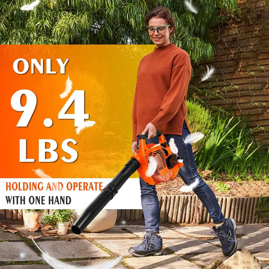 Podofo 26CC 2-Takt Benzin-Laubbläser in Orange mit 0,65 l Öltank für die Garten- und Hofreinigung - Bild 5
