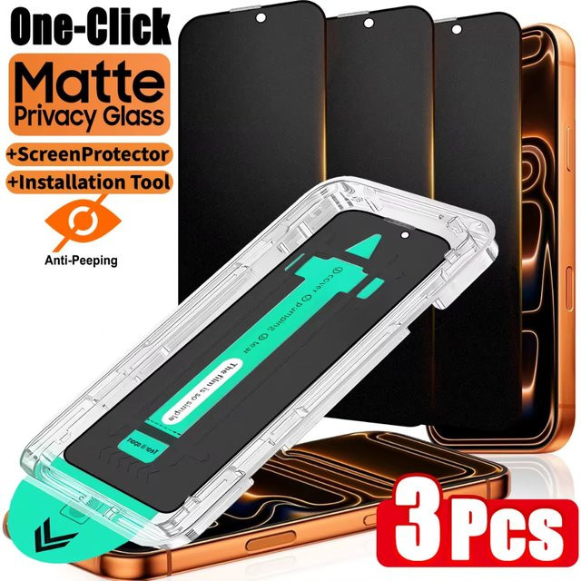 3er-Pack Privatsphäre Displayschutzfolie Matt für Apple iPhone 17 16 15 14 13 12 11 Pro Max XR XS Max X mit Staubschutz und einfacher Installation - Bild 1