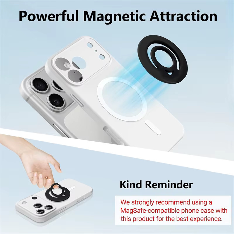 NMEGOU Magnetischer Silikon-Ringgriff in Blau, Doppelseitiger Telefonhalter für MagSafe und iPhone, Magnetischer Ständer für Auto und Mac - Bild 2