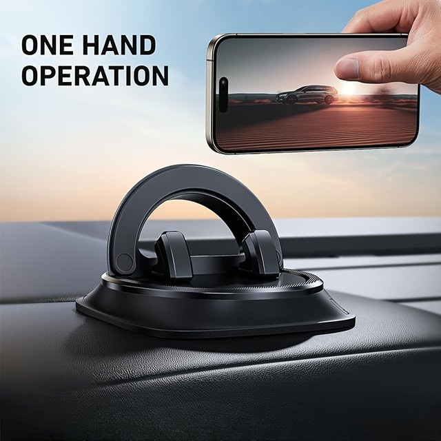 Universal 360 Grad drehbare Auto Telefonhalterung für das Dashboard in Schwarz mit Silikon-Halterung für GPS und Smartphone - Bild 1