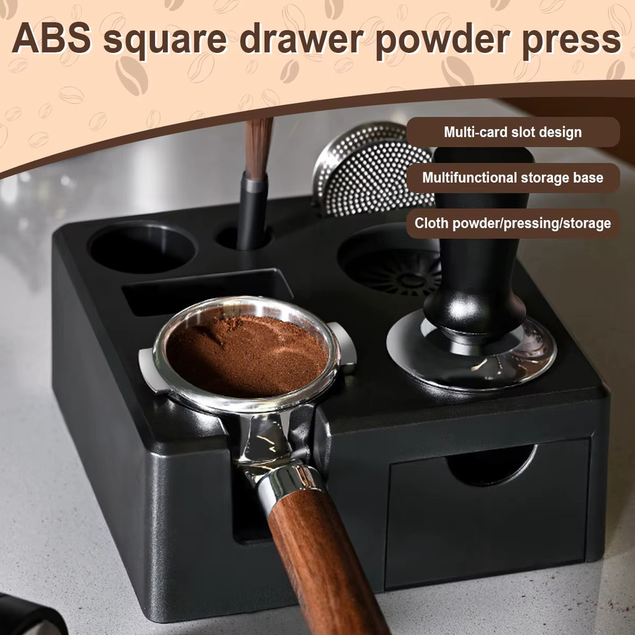 Leeseph 7-in-1 Espresso-Tampingstation und Organizer-Box in Schwarz für 51/54/58mm Tamper, Verteiler und Siebzubehör - Bild 2