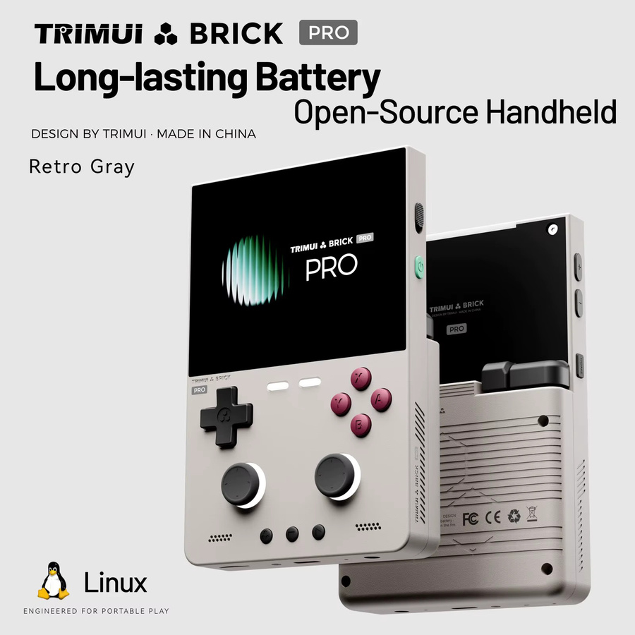 Trimui Brick Pro Tragbare Retro-Spielekonsole mit 3,95 Zoll IPS-Display in Grau - Bild 2