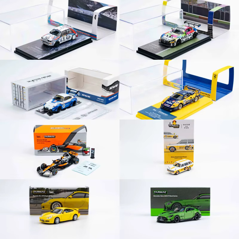Tarmac Works Bluebird 510 MCL60 Delta HF GT3 Bathurst RWB 993 Liberty Walk F40 GTE Black Series, Druckguss-Modellauto, 1:64 - Bild 1
