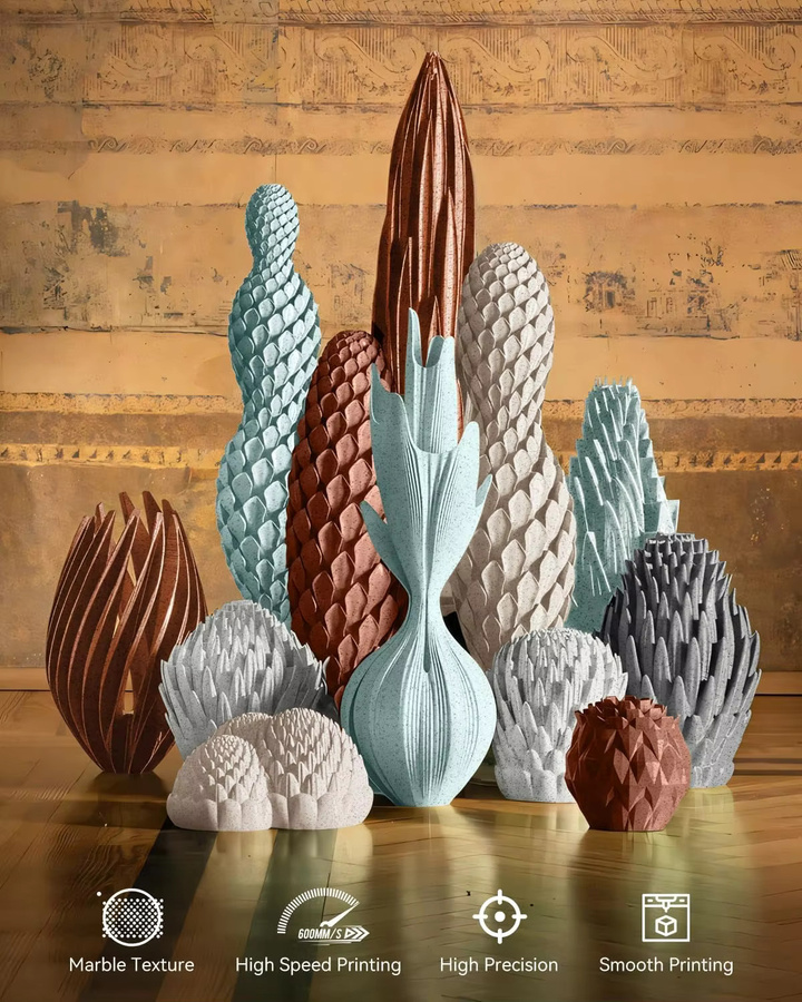 JAYO 6 Rollen Hochgeschwindigkeits-PLA-Marmor-3D-Druckerfilament 1,75 mm Multicolor für FDM-3D-Drucker mit Marmorstruktur - Bild 5