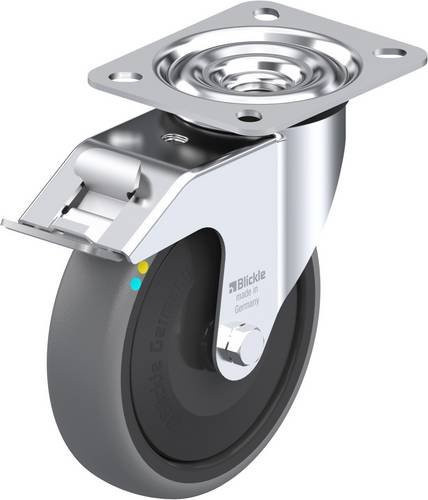 Blickle Lenkrolle LE-TPA 127KFD-FI-ELS mit Feststeller, Rad-Durchmesser: 125 mm, Tragfähigkeit: 80 kg, Farbe: Grau/Schwarz/Silber - Bild 1