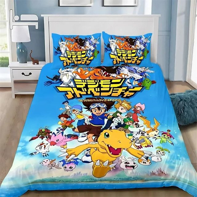 Bettwäsche-Set Digimon Greymons mit Kissenbezügen aus Polyester, Mehrfarbig, B/H: 220 x 240 cm - Bild 1