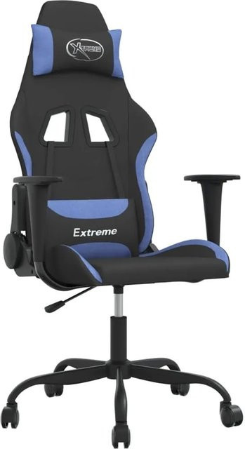 vidaXL Gaming-Stuhl mit Massagefunktion in Schwarz und Blau aus Stoff - Bild 1