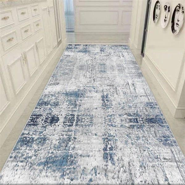 JGJG Läufer Teppich mit abstraktem Design in Blau, maschinengefertigt, rutschfest und waschbar, B/T: 100 x 400 cm - Bild 1