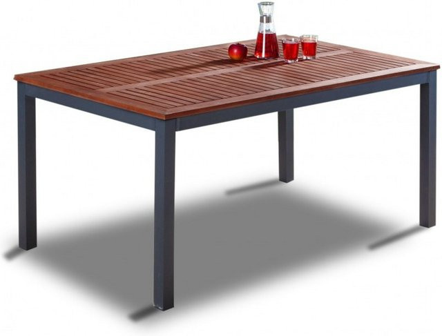 Gartentisch Genua von Solax-Sunshine aus Aluminium und Eukalyptusholz in Braun, B/T/H: 150 x 90 x 74 cm - Bild 1