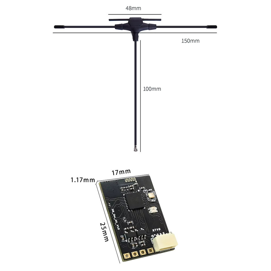 HPXGRC Super X Dual ELRS Empfänger 2,4G + 915M in Schwarz mit LR1121 Chip für RC FPV Racing Freestyle Drohnen - Bild 2