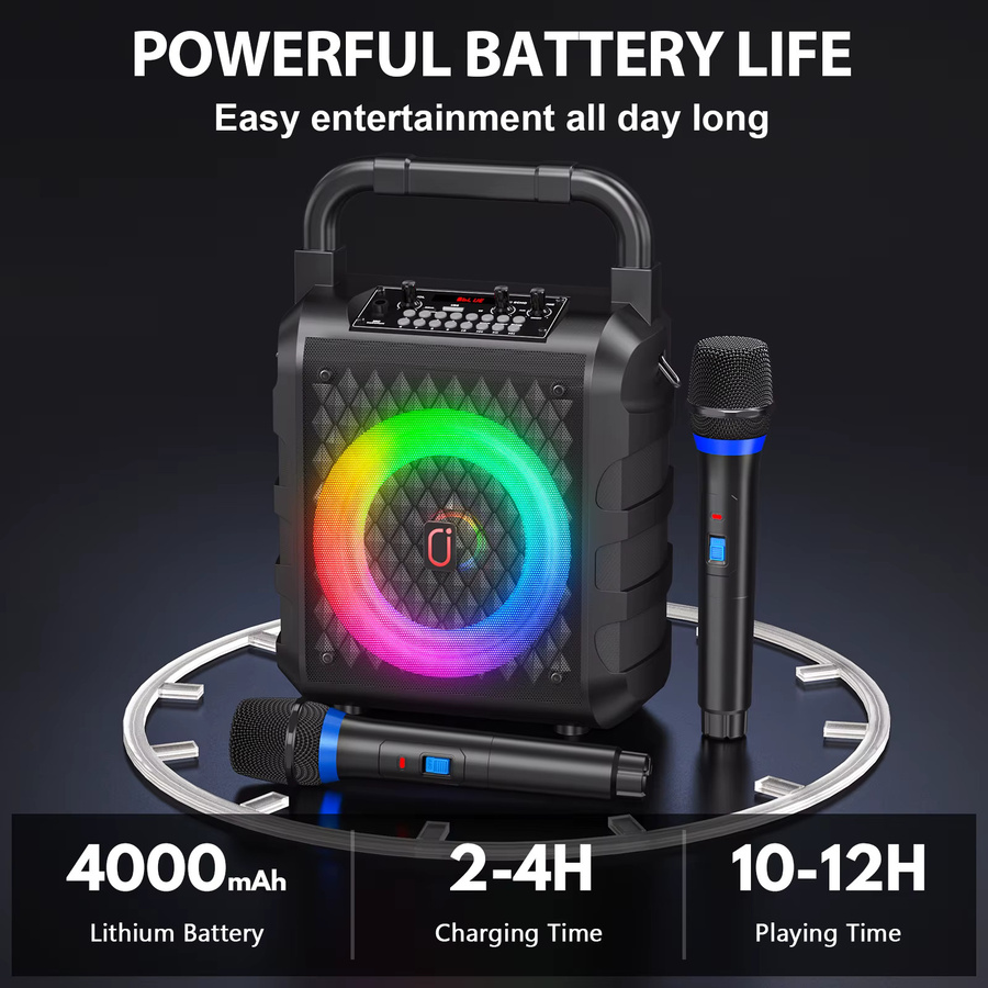 FanFun V5.1 Tragbarer Bluetooth Lautsprecher Schwarz – Kabellose Boombox für Party und Heim-Karaoke - Bild 4