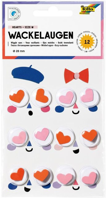 Selbstklebende Wackelaugen Hearts mit 20 mm Durchmesser - Bild 1