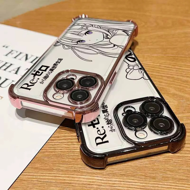 Stoßfeste Handyhülle mit Anime Rem Emilia Design für iPhone 11 bis iPhone 17 Pro Max und weitere Modelle - Bild 2