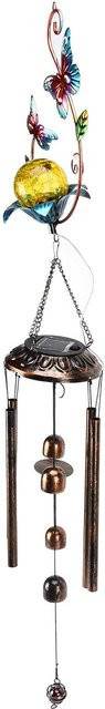 KONNWEI Solar Windspiel Lampe mit LED und Dämmerungssensor, Wasserdicht IP45, Dekorative Gartenleuchte in Bronze mit Mehrfarbigem Licht - Bild 1