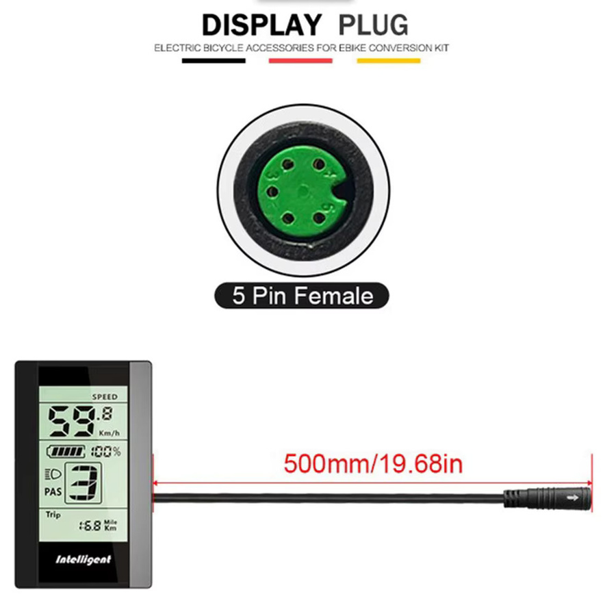 Bafang 800s LCD E-Bike-Anzeige für BBS01 BBS02 BBHD Mid Hub Drive Umrüst-Sets, Schwarz - Bild 3