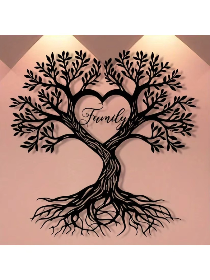 CIFBUY Baum des Lebens Wandkunst aus Metall in Schwarz mit Herz-Design für Wohnzimmer und Schlafzimmer - Bild 4