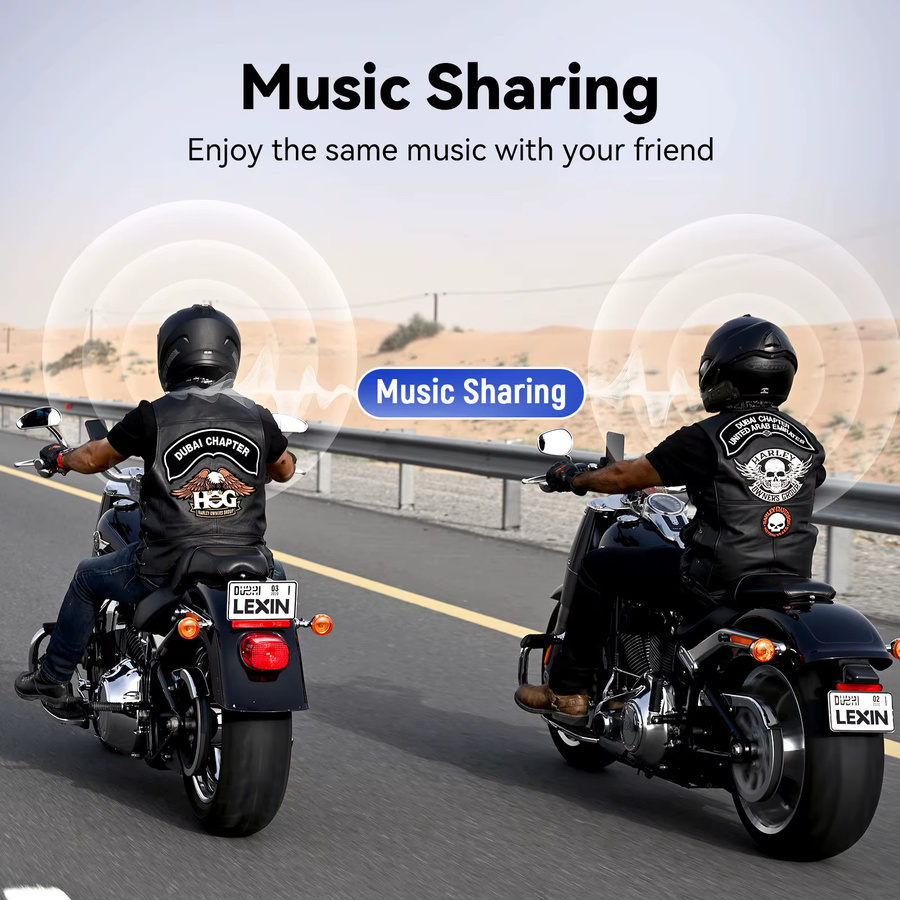 Lexin Meshcom Motorrad Bluetooth Headset mit Mesh-Kommunikationssystem und Gegensprechanlage für bis zu 24 Fahrer in Schwarz - Bild 5