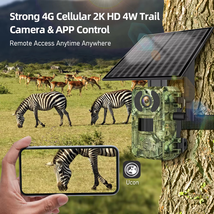 UCON APP EU Jagd-Wildkamera 4G mit 2K Auflösung, 7800mAh Akku und Solarpanel, PIR-Bewegungssensor und Nachtsicht, Multicolor - Bild 3